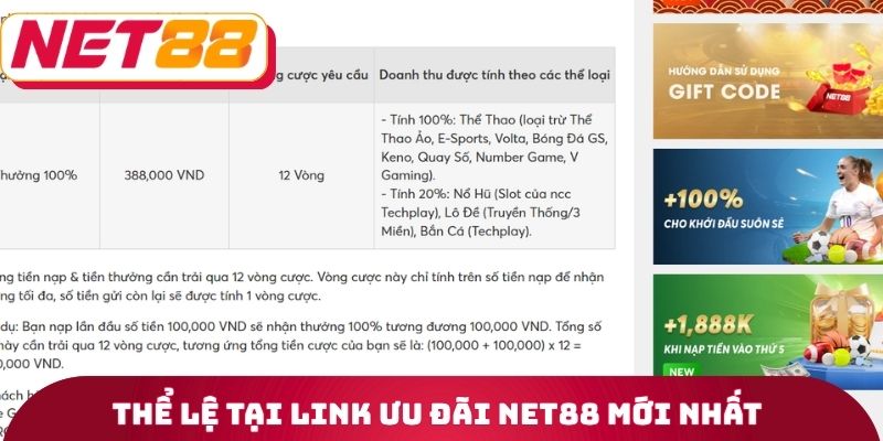 Thể lệ tại Link ưu đãi Net88 mới nhất